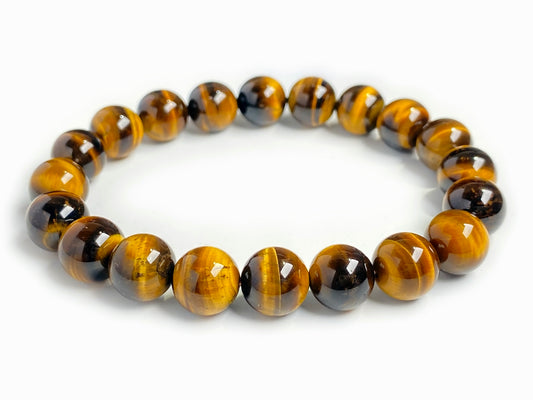 10mm Natural yellow tiger eye stone beads stretch bracelets