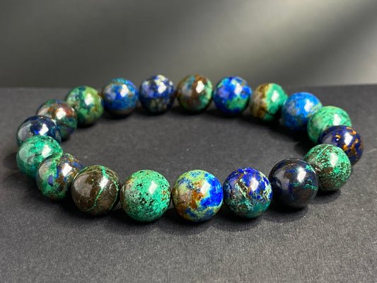 10mm Genuine Azurite/Chrysocolla stone elastic bracelets