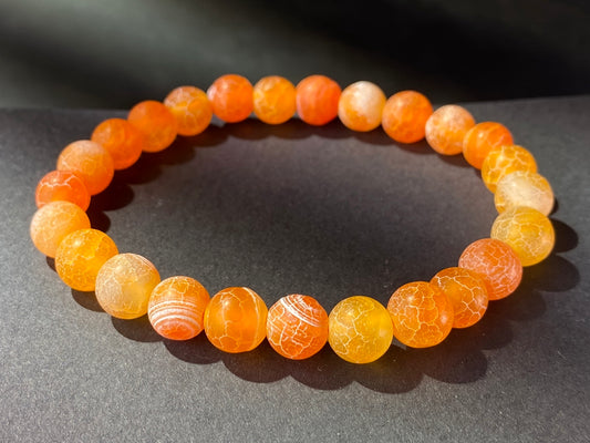 8mm Orange Red dream fire agate beads stretch bracelets